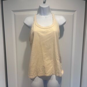 Ralph Lauren Cream Tank Top with Macrame Racer Back and Trim Size: Small